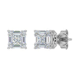 1/4 Carat Prong Set Round, Princess & Baguette Shape Diamond Stud Earrings in Gold