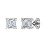 1/3 Carat Prong Set Round, Princess & Baguette Shape Diamond Stud Earrings in Gold