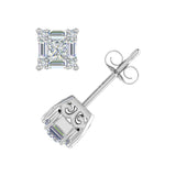 1/3 Carat Prong Set Round, Princess & Baguette Shape Diamond Stud Earrings in Gold