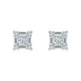 1/3 Carat Prong Set Round, Princess & Baguette Shape Diamond Stud Earrings in Gold