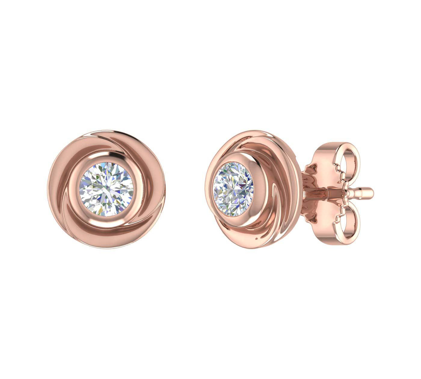 Gold Diamond Rose Stud Earrings (0.36 Carat)