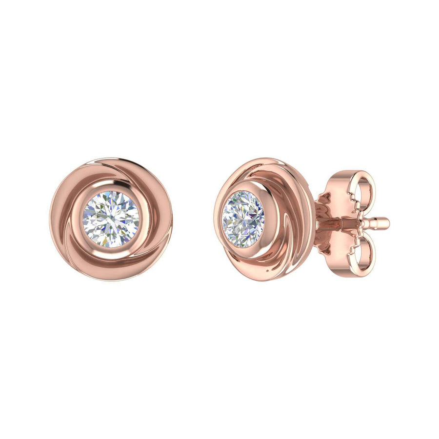 Gold Diamond Rose Stud Earrings (0.36 Carat) - IGI Certified
