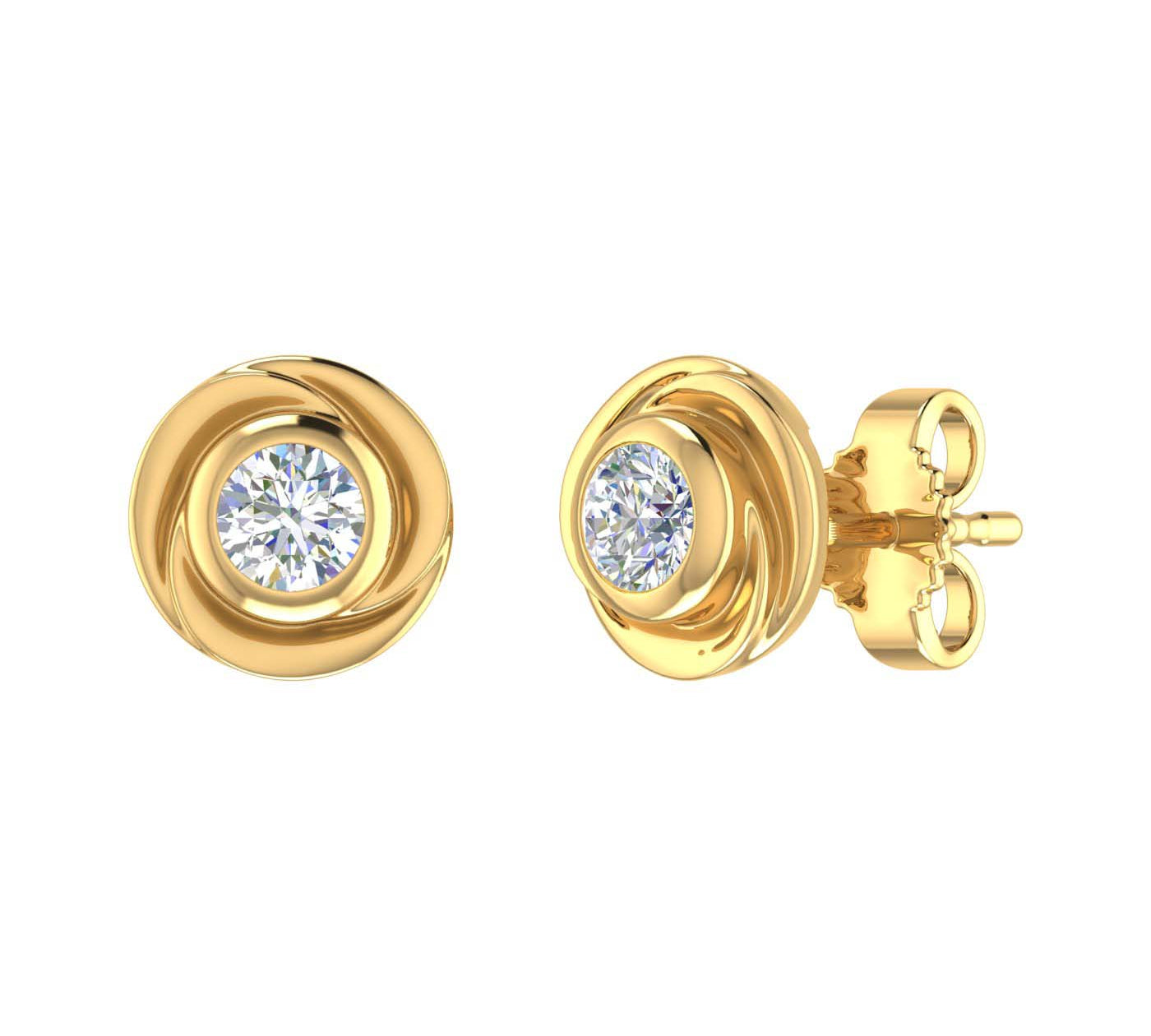 Gold Diamond Rose Stud Earrings (0.36 Carat)