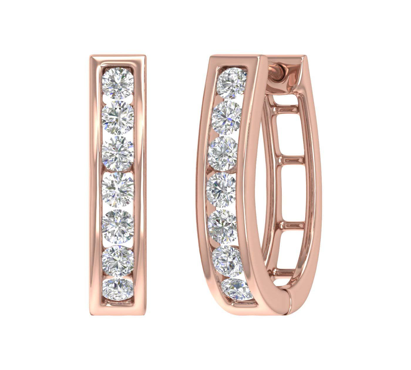 1 Carat Channel Set Diamond Women's Hoop Earrings in Gold