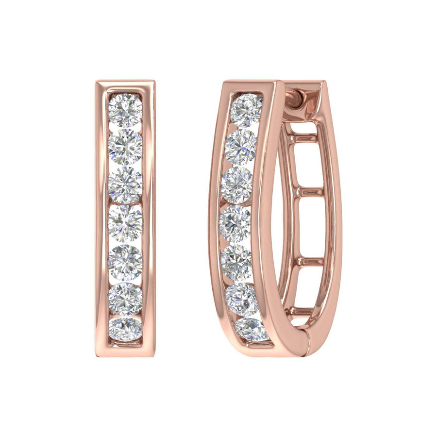 1 Carat Channel Set Diamond Women's Hoop Earrings in Gold