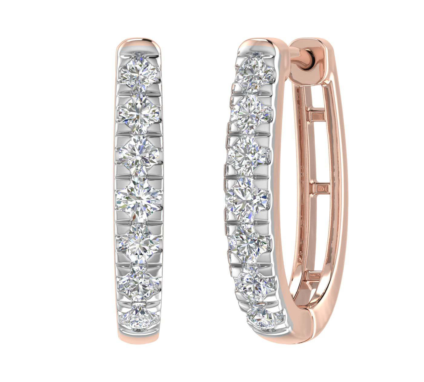 3/4 Carat Diamond Hoop Earrings in Gold