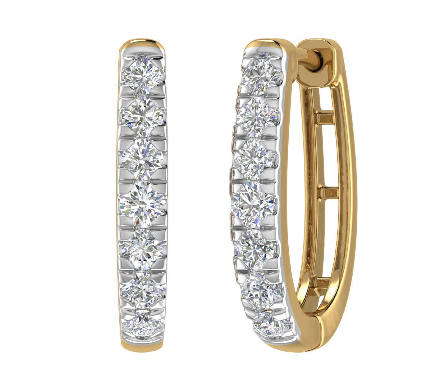 3/4 Carat Diamond Hoop Earrings in Gold