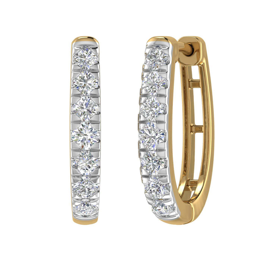 3/4 Carat Diamond Hoop Earrings in Gold