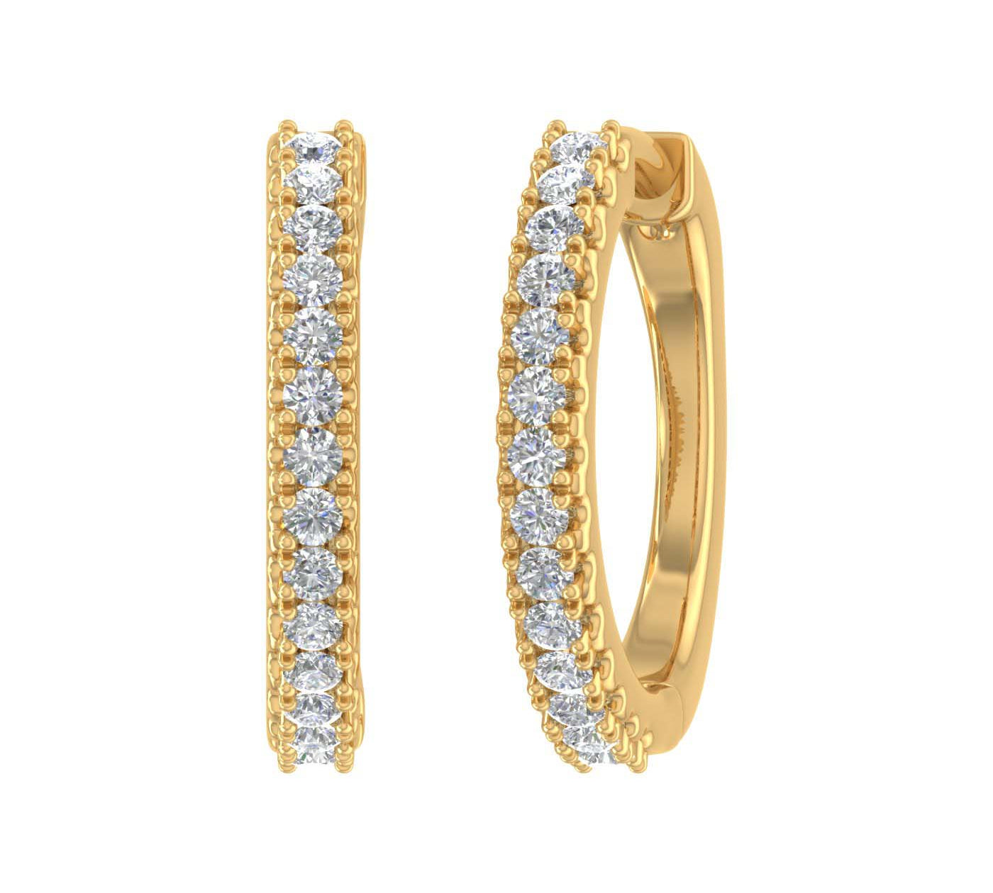 1/4 Carat Diamond Hoop Earrings in Gold