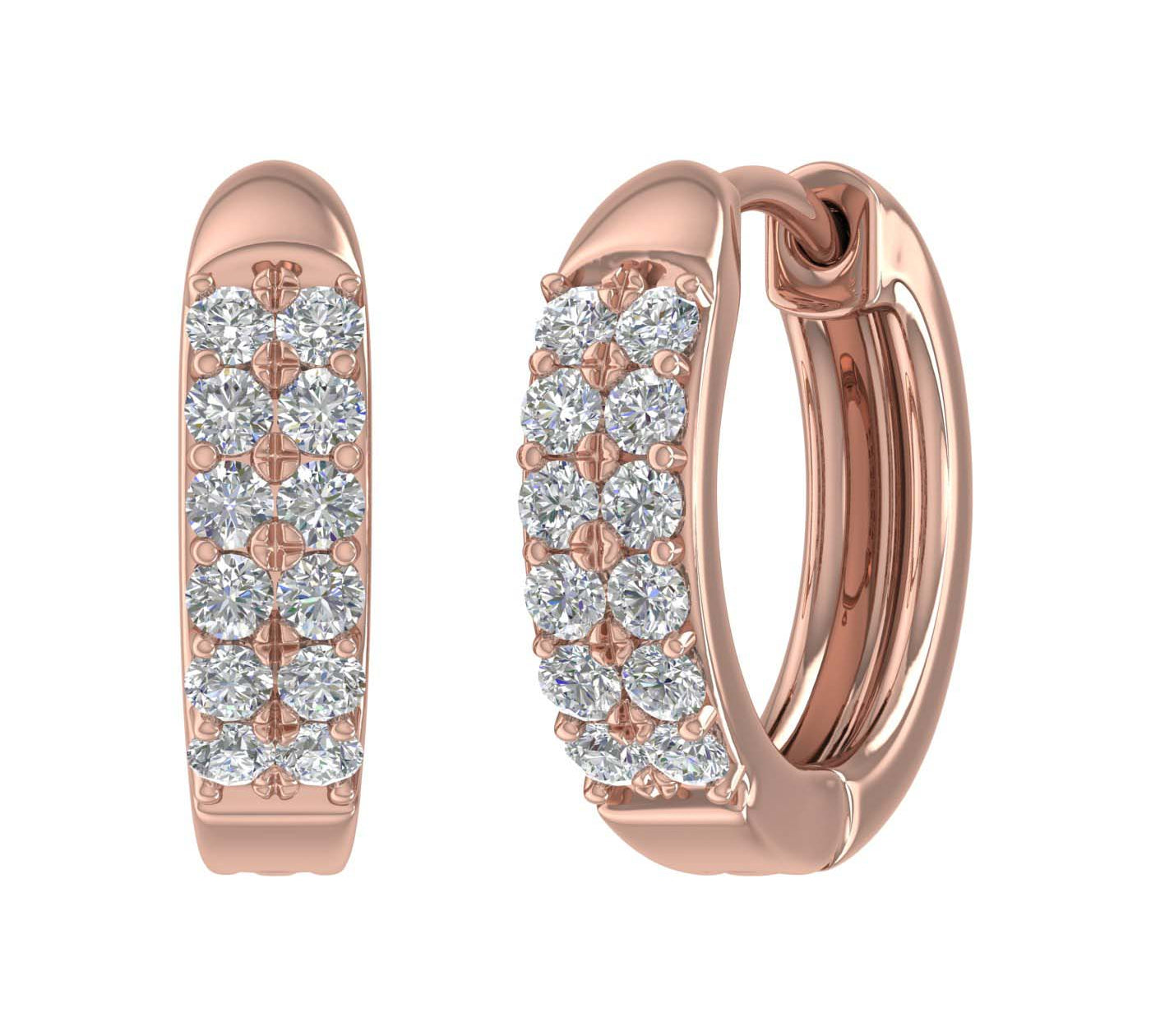 1/3 Carat Diamond Huggies Earrings in Rose Gold-ER-04685-SI1SI2-14KW-IG-Thumbnail 1