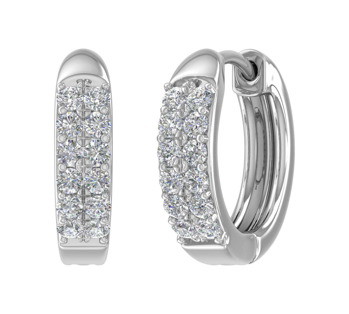 1/3 Carat Diamond Huggies Earrings in White Gold-ER-04685-SI1SI2-14KW-IG-Thumbnail 1