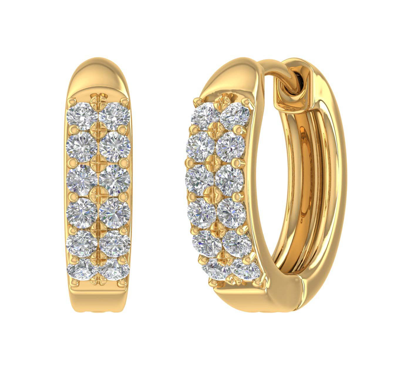 1/3 Carat Diamond Huggies Earrings in Yellow Gold-ER-04685-SI1SI2-14KW-IG-Thumbnail 1