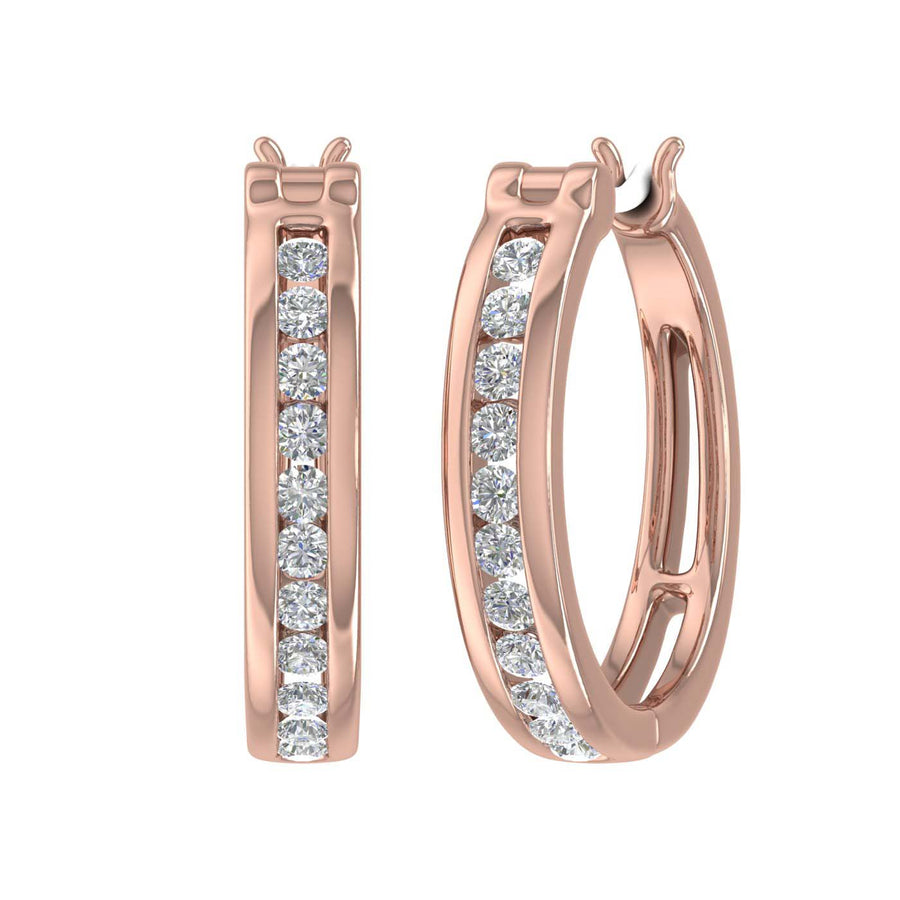 1/2 Carat Diamond Hoop Earrings in Gold - IGI Certified