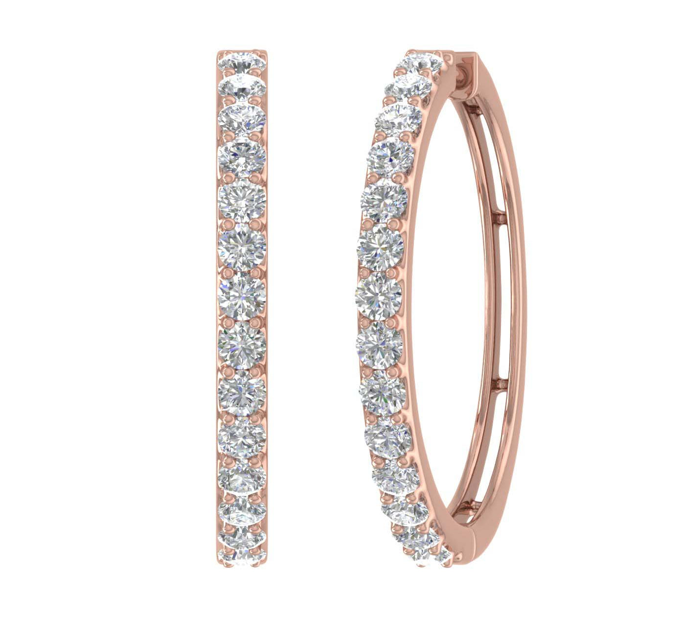 2 Carat (ctw) Diamond Hoop Earrings in Gold