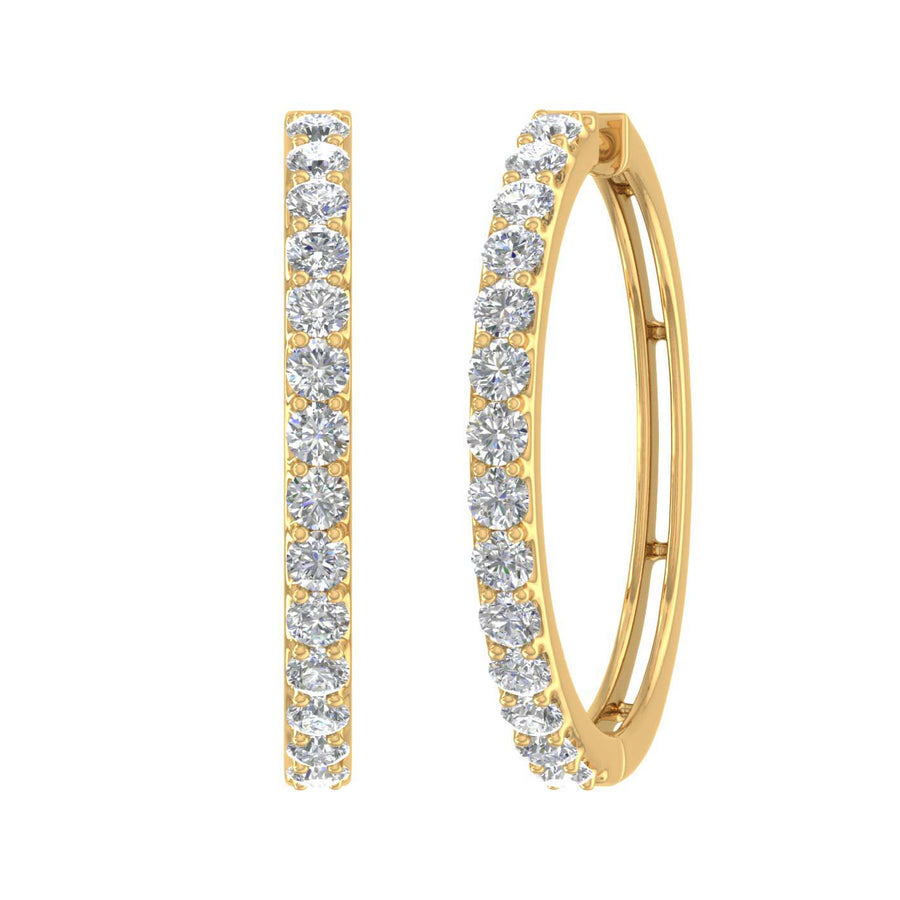 2 Carat (ctw) Diamond Hoop Earrings in Gold - IGI Certified