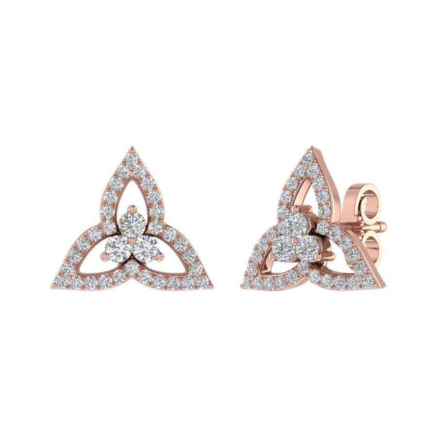 1/2 Carat Flower Shape Diamond Stud Earrings in Gold