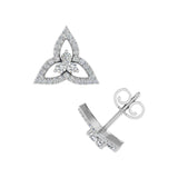 1/2 Carat Flower Shape Diamond Stud Earrings in Gold
