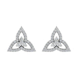 1/2 Carat Flower Shape Diamond Stud Earrings in Gold