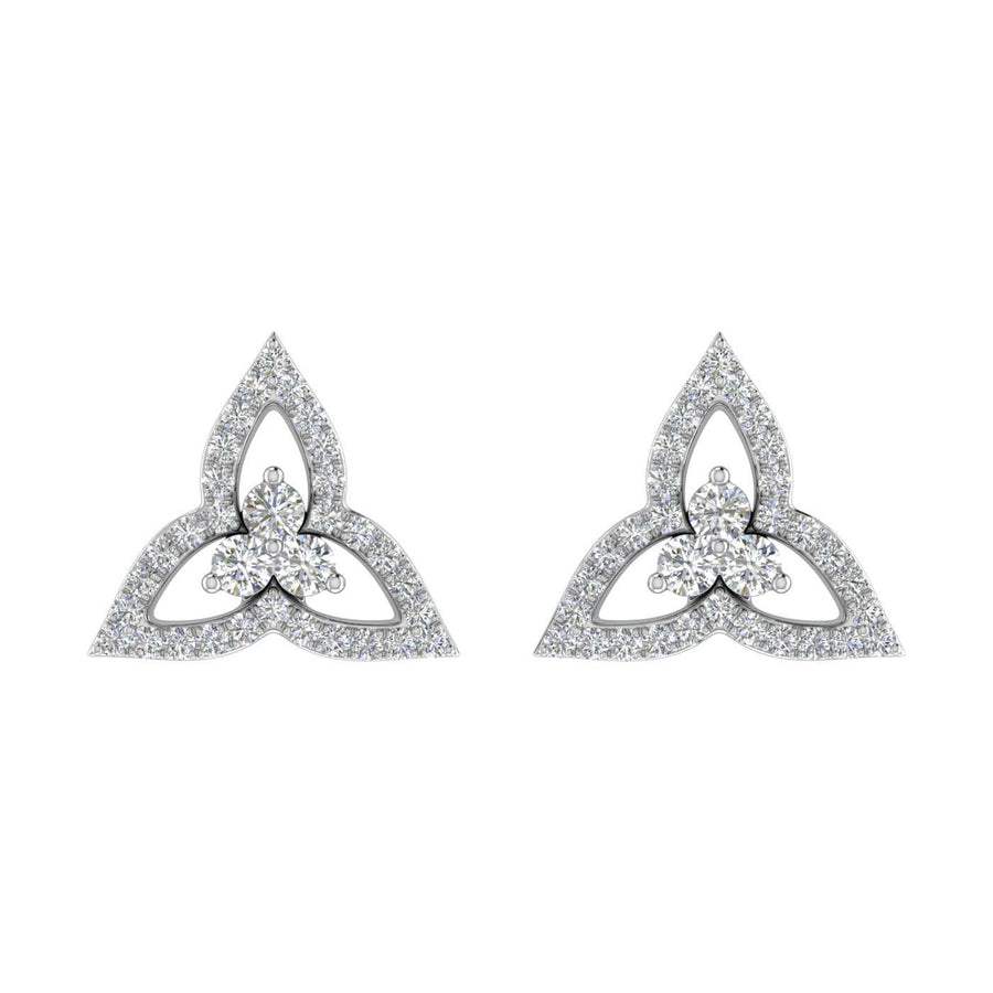 1/2 Carat Flower Shape Diamond Stud Earrings in Gold - IGI Certified