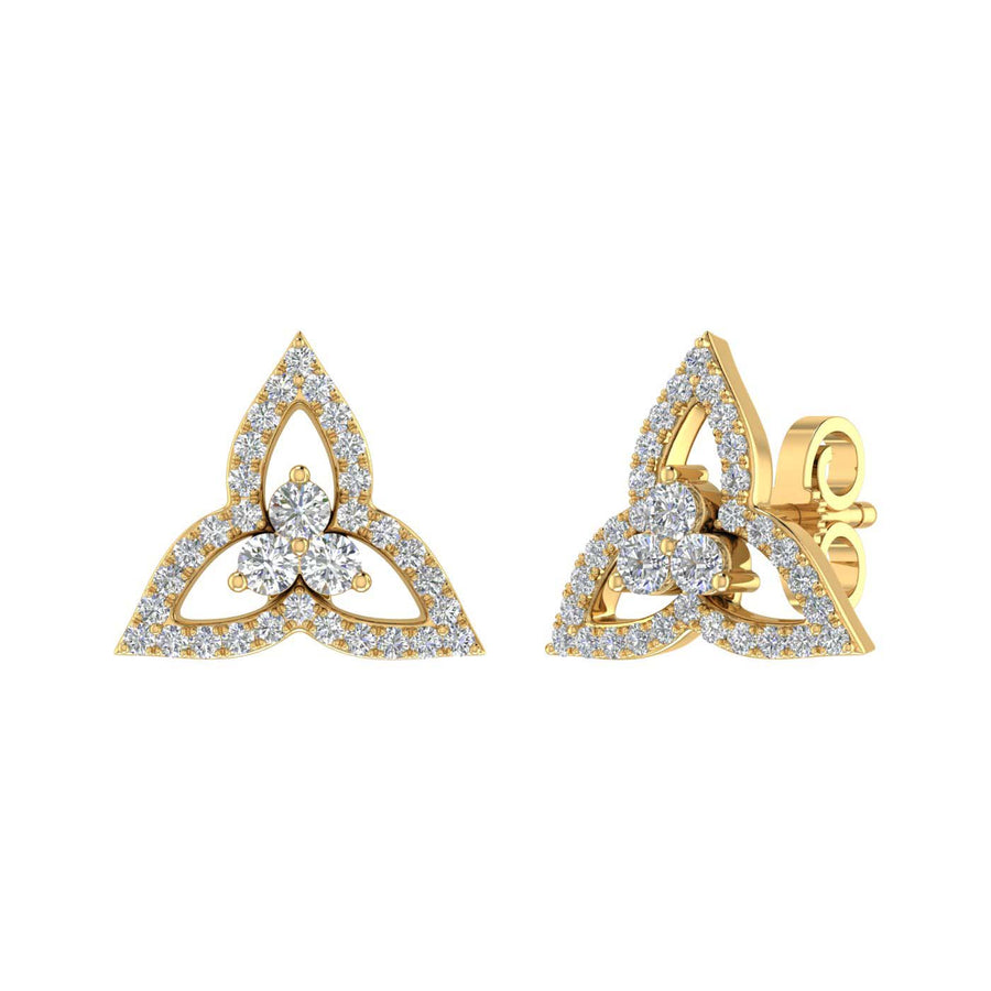 1/2 Carat Flower Shape Diamond Stud Earrings in Gold