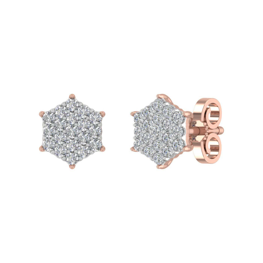1/3 Carat Diamond Cluster Earrings in Gold