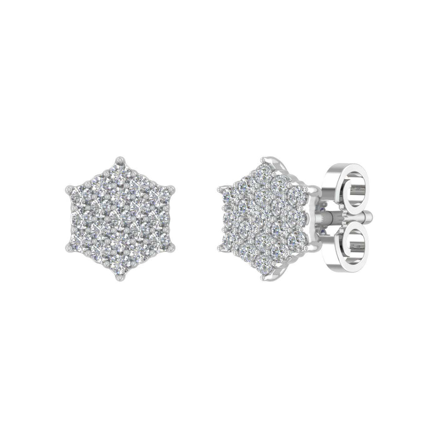 1/3 Carat Diamond Cluster Earrings in Gold - IGI Certified