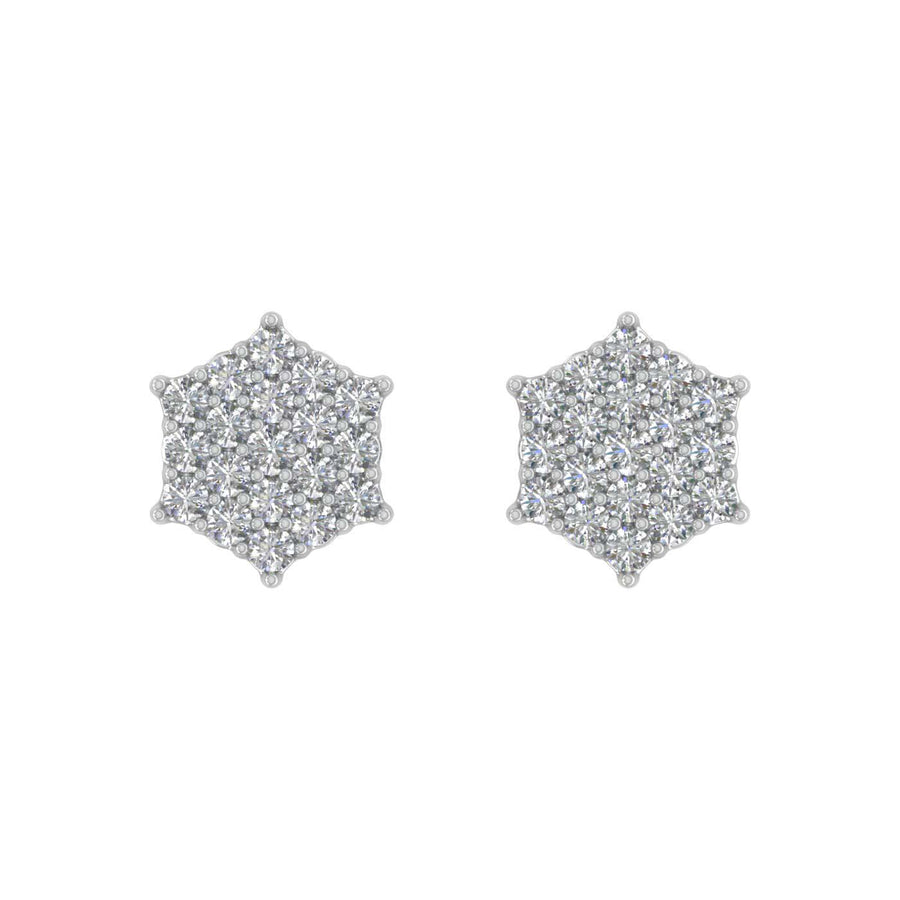 1/3 Carat Diamond Cluster Earrings in Gold - IGI Certified