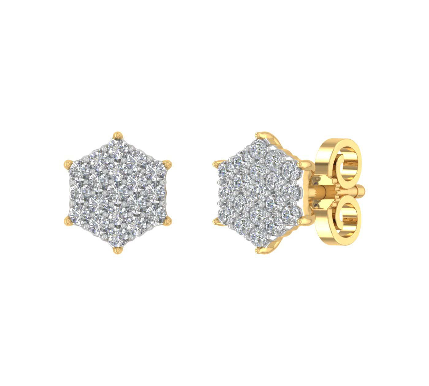 1/3 Carat Diamond Cluster Earrings in Gold