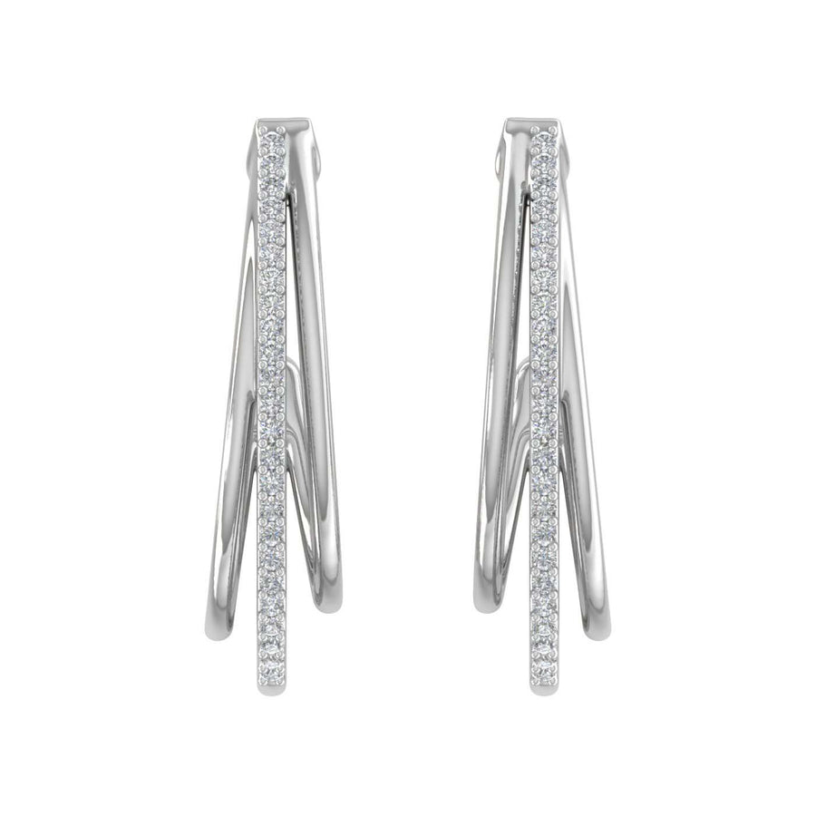 1/4 Carat Diamond Tri-Hoop Earrings in Gold