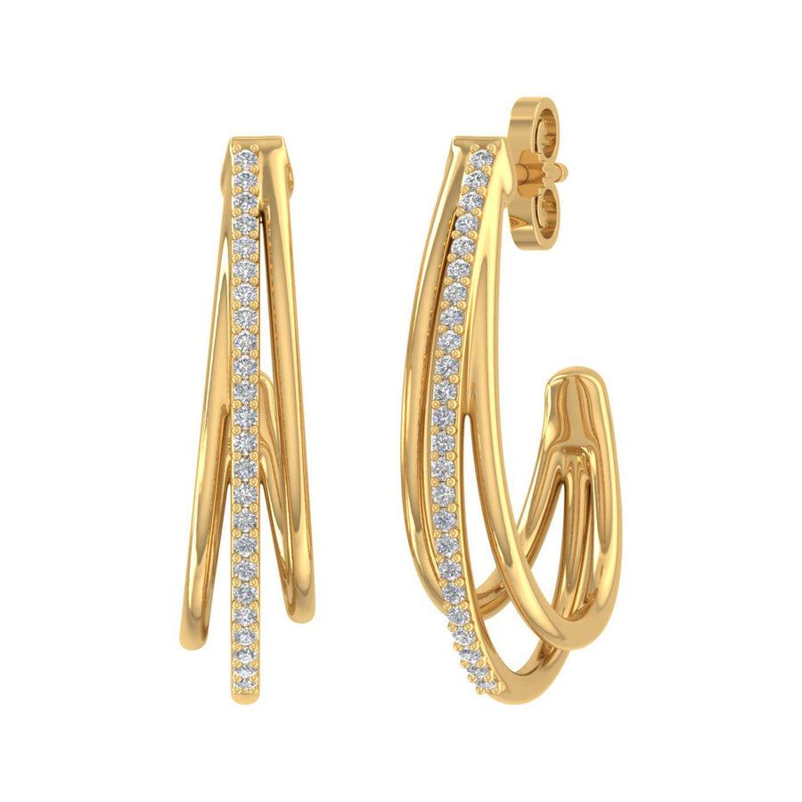 1/4 Carat Diamond Tri-Hoop Earrings in Gold - IGI Certified