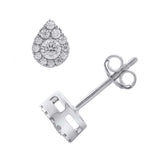 0.30 Carat Channel Set Round Diamond Teardrop Stud Earrings in Gold