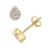 0.30 Carat Channel Set Round Diamond Teardrop Stud Earrings in Gold