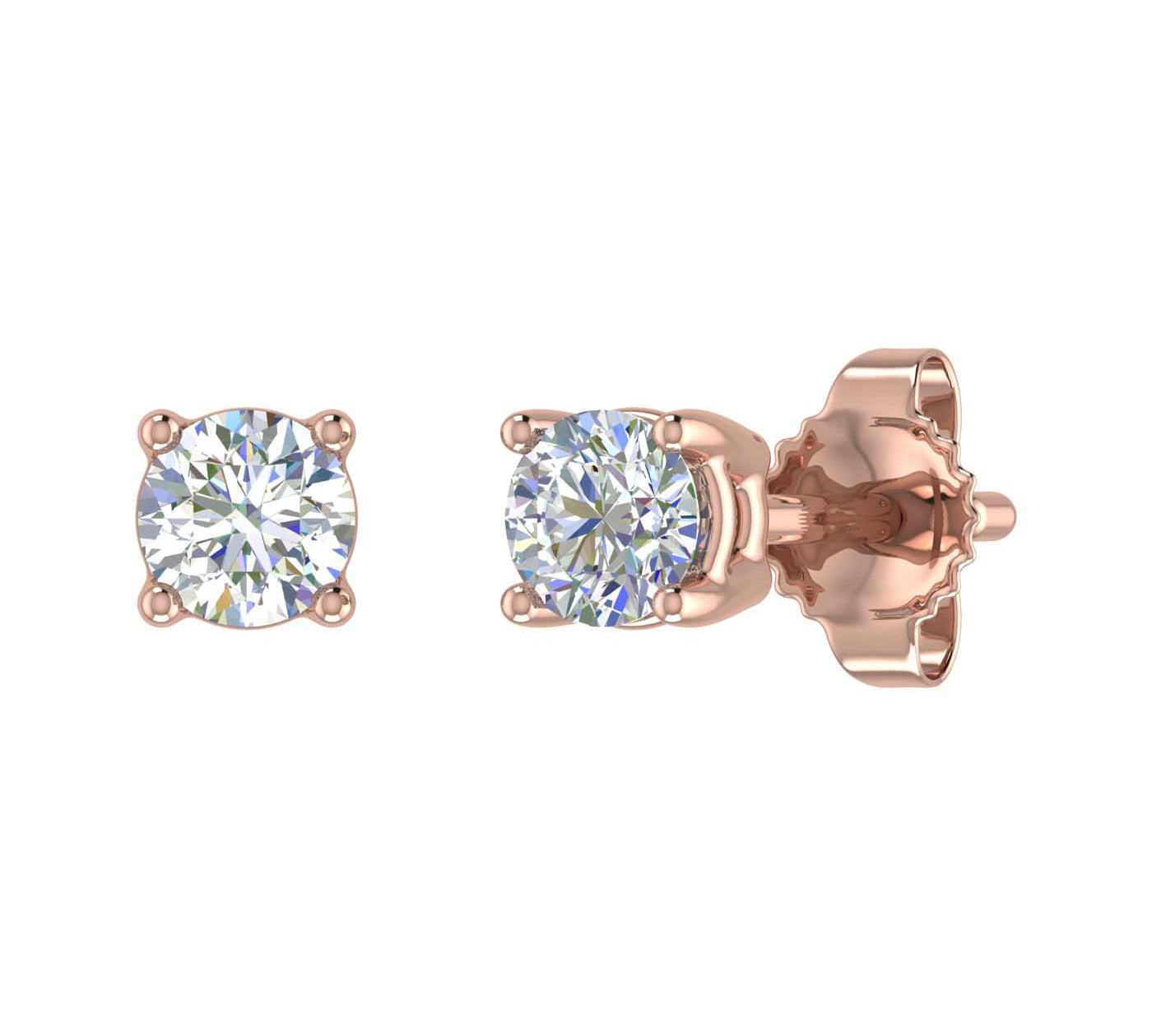 Gold 4-Prong Set Round Diamond Stud Earrings (1/4 Carat)