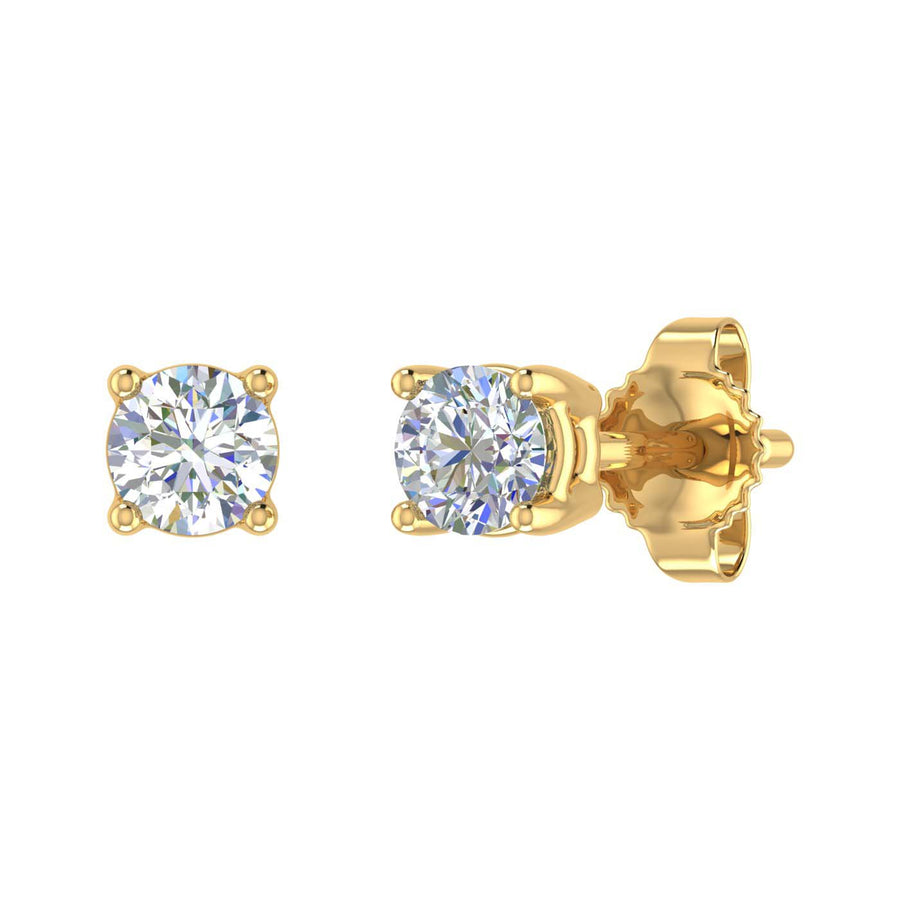 Gold 4-Prong Set Round Diamond Stud Earrings (1/4 Carat)