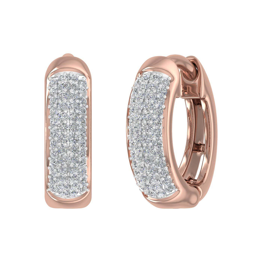 1/4 Carat Round Diamond Ladies Huggies Hoop Earrings in Gold - IGI Certified