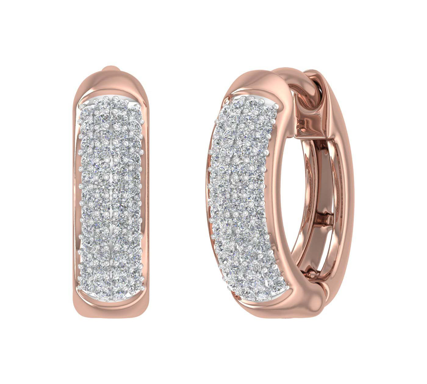 1/4 Carat Round Diamond Ladies Huggies Hoop Earrings in Gold