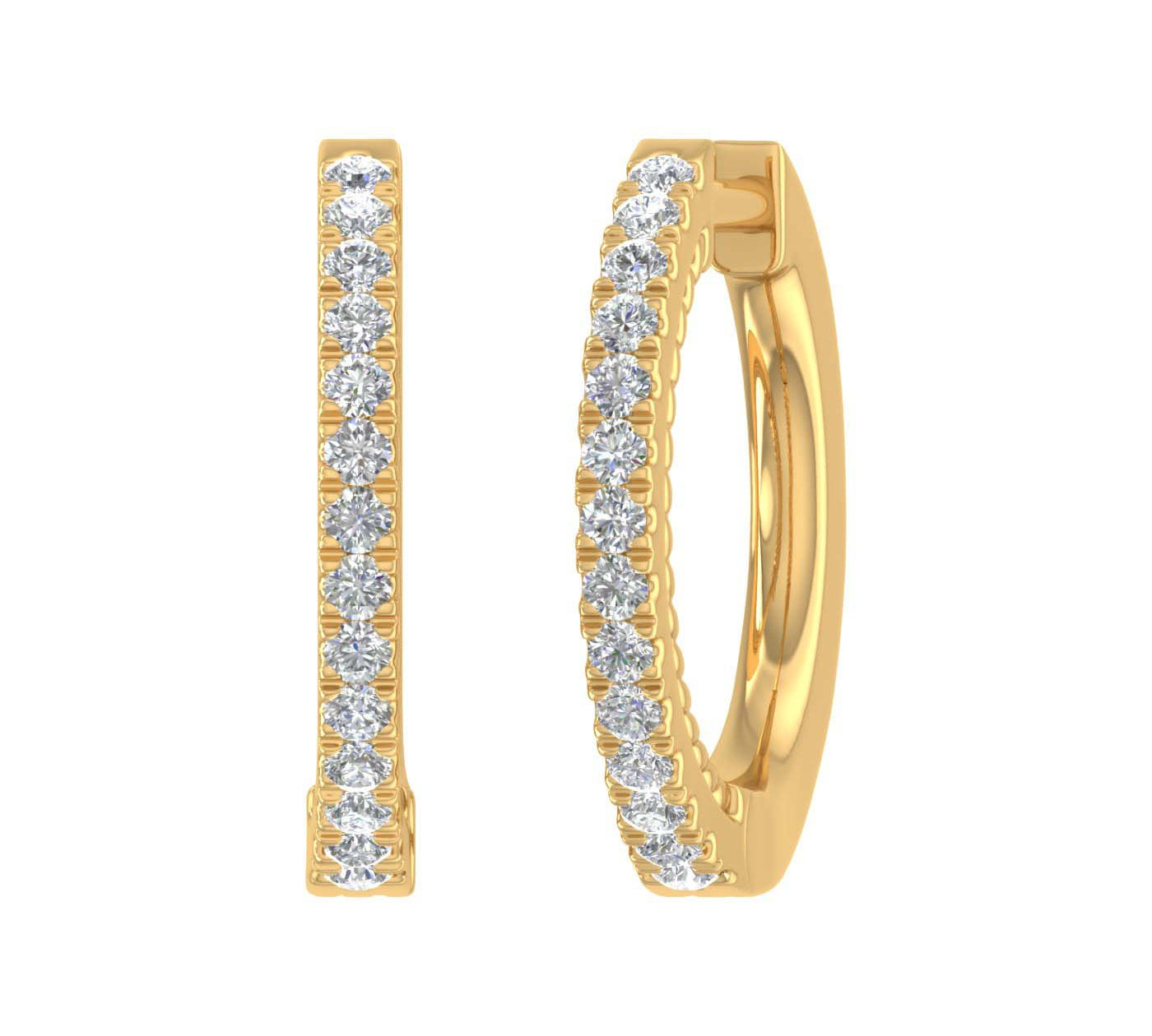 1/4 Carat Diamond Hoop Earrings in Gold