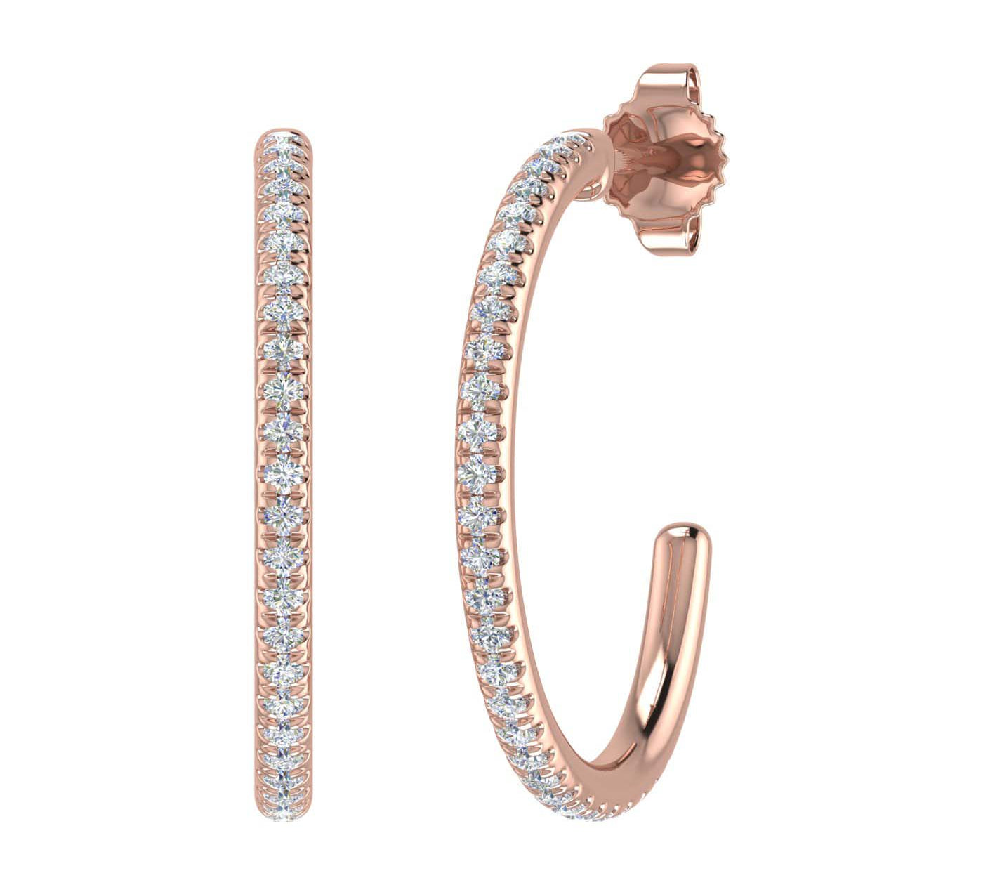 1/4 Carat Diamond Open Hoop Earrings in Gold