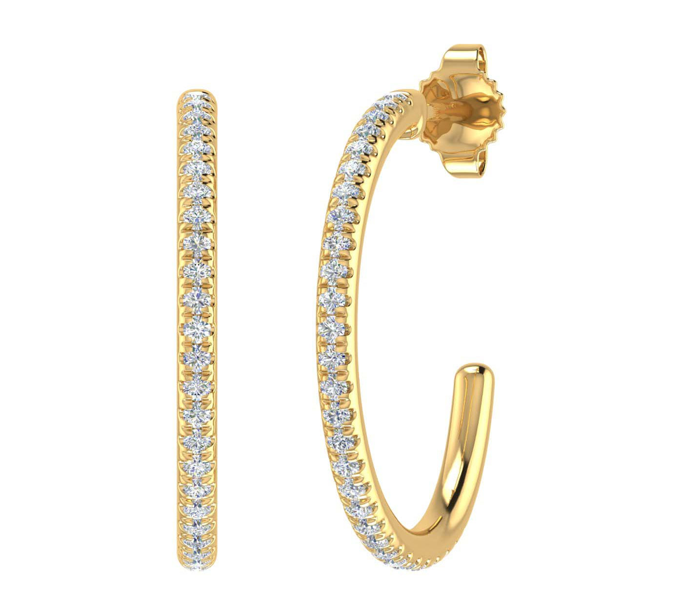 1/4 Carat Diamond Open Hoop Earrings in Gold