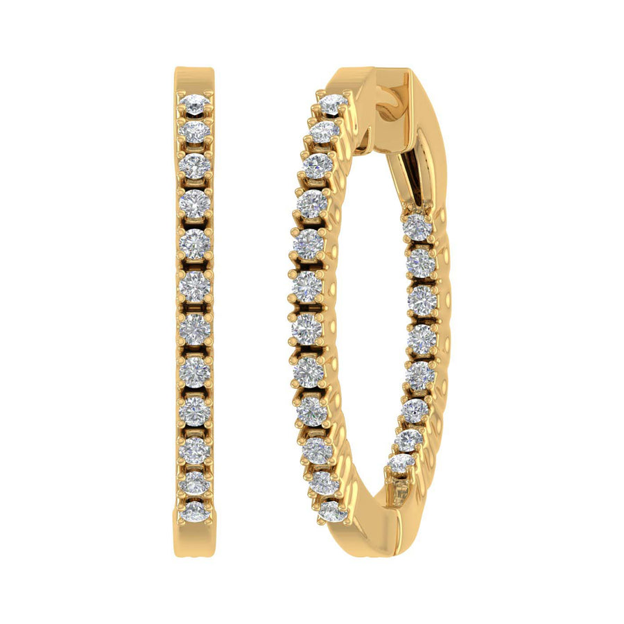 1/2 Carat Diamond Inside-Out Hoop Earrings in Gold - IGI Certified
