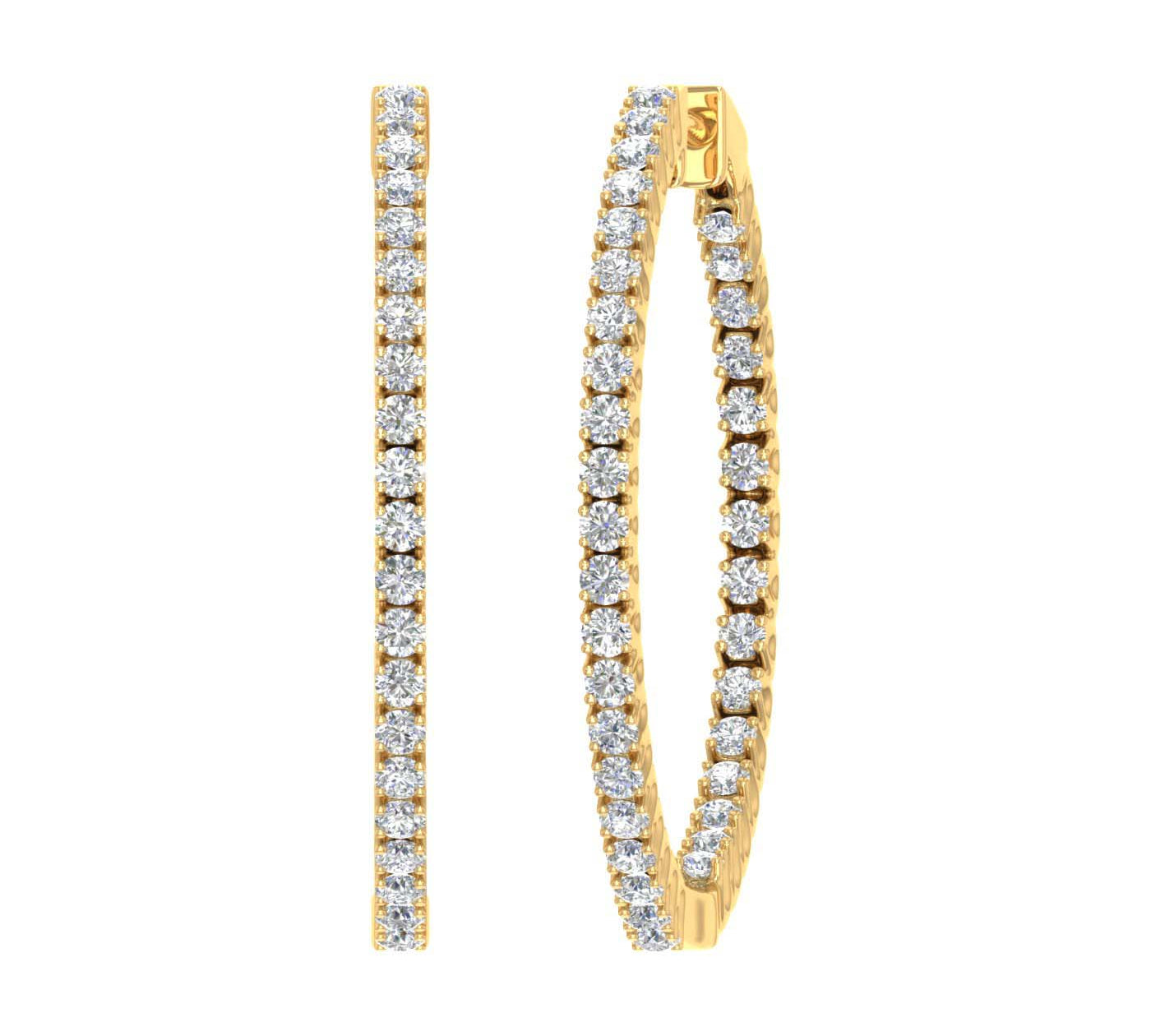 1 Carat Diamond Hoop Earrings in Gold