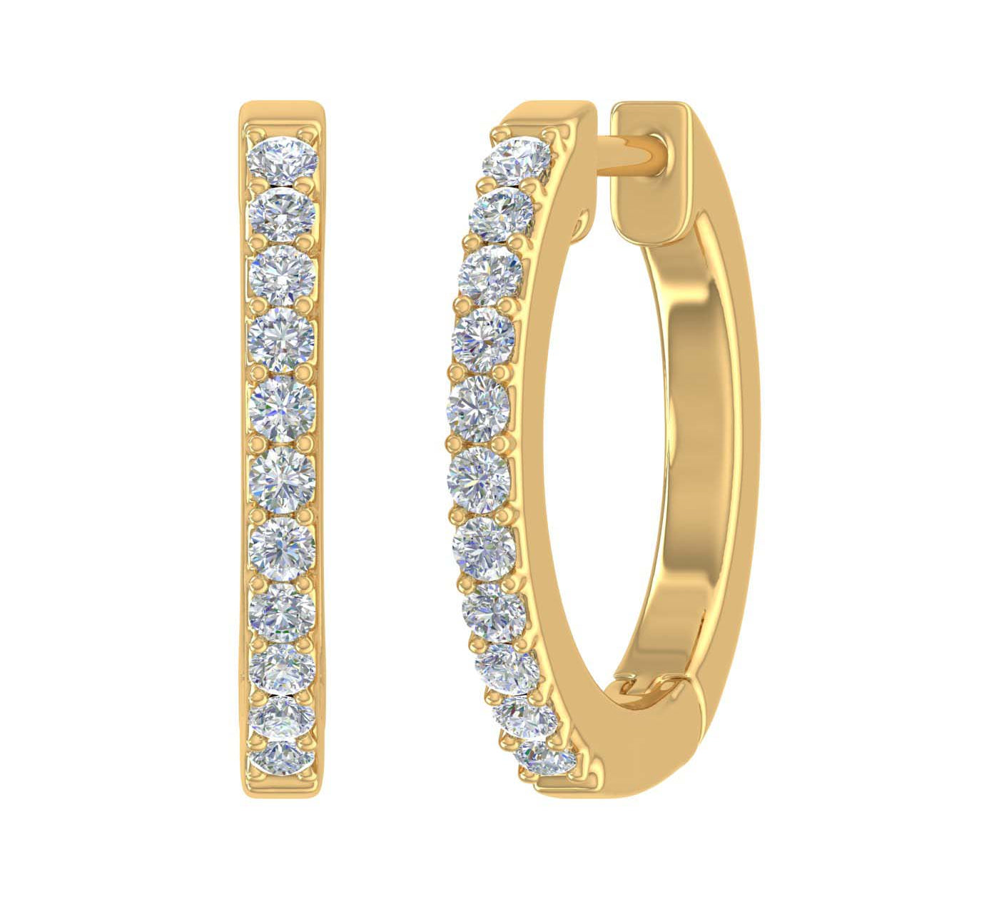 1/3 Carat Diamond Hoop Earrings in Gold
