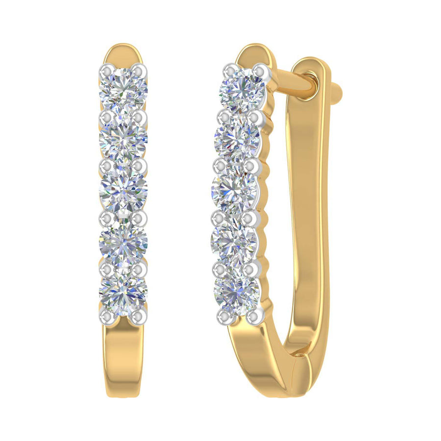 1/2 Carat 5-Stones Diamond Hoop Earrings in Gold