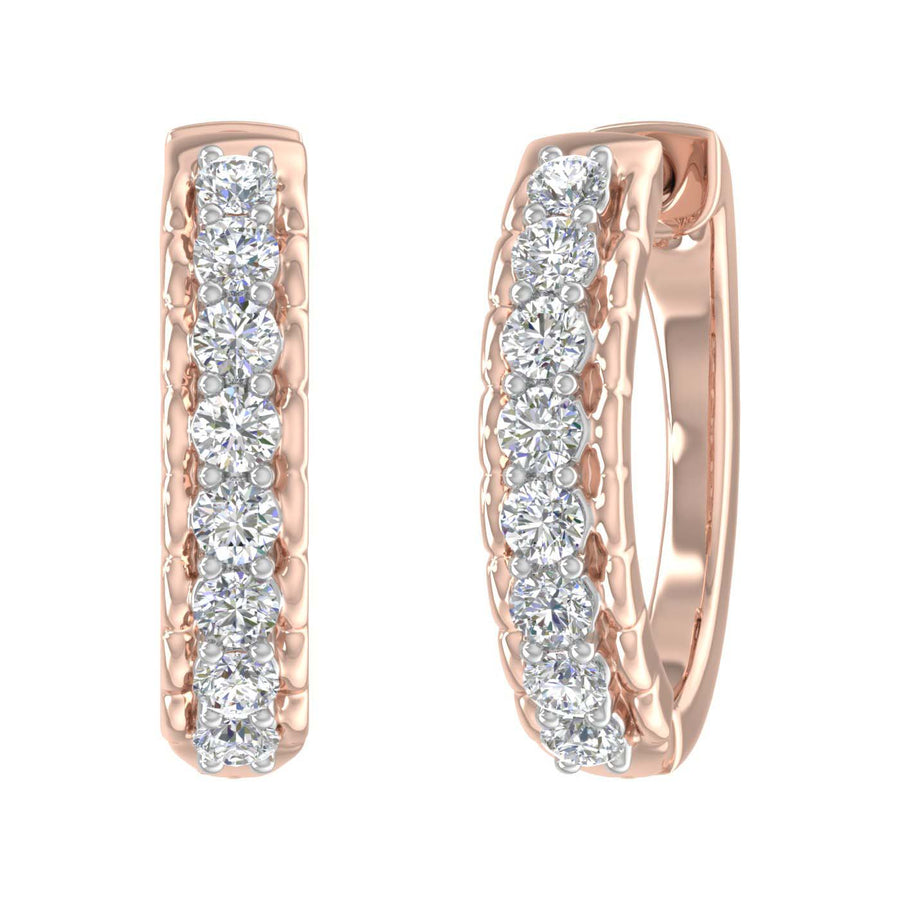 Gold Natural Diamond Ladies Hoop Earrings (SI1-SI2 Clarity, 1/2 Carat)