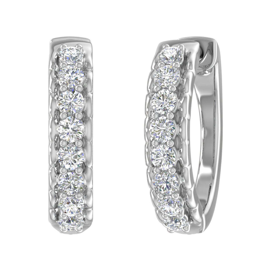 Gold Natural Diamond Ladies Hoop Earrings (SI1-SI2 Clarity, 1/2 Carat) - IGI Certified