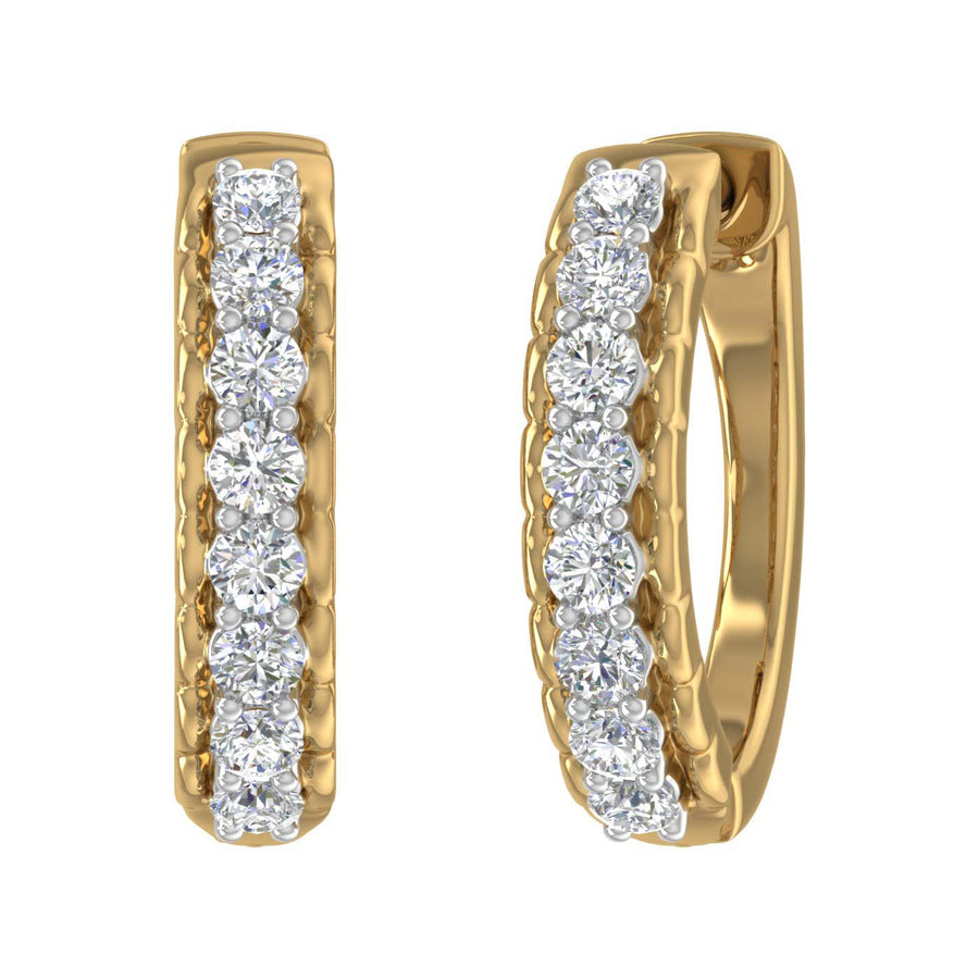 Gold Natural Diamond Ladies Hoop Earrings (SI1-SI2 Clarity, 1/2 Carat)