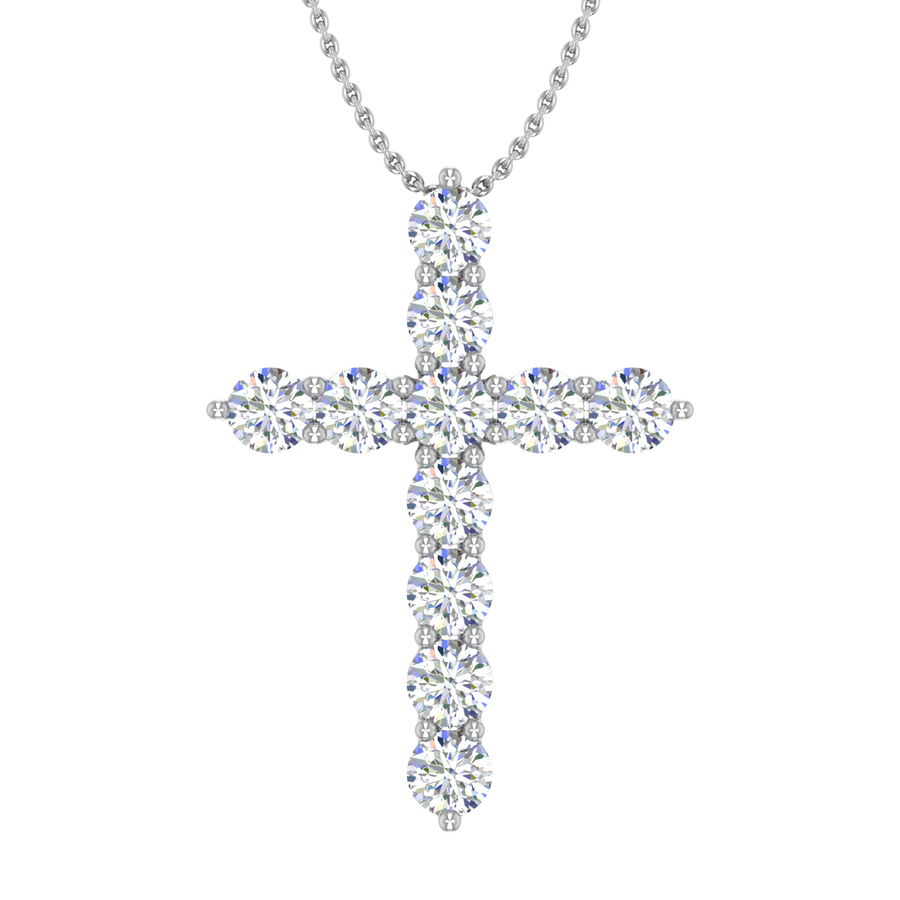 1 Carat Diamond Cross Pendant Necklace in 14K Gold (Silver Chain Included)