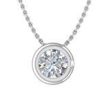 1/5 Carat Bezel Set Diamond Solitaire Pendant Necklace in Gold (Included Silver Chain)