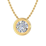 1/5 Carat Bezel Set Diamond Solitaire Pendant Necklace in Gold (Included Silver Chain)