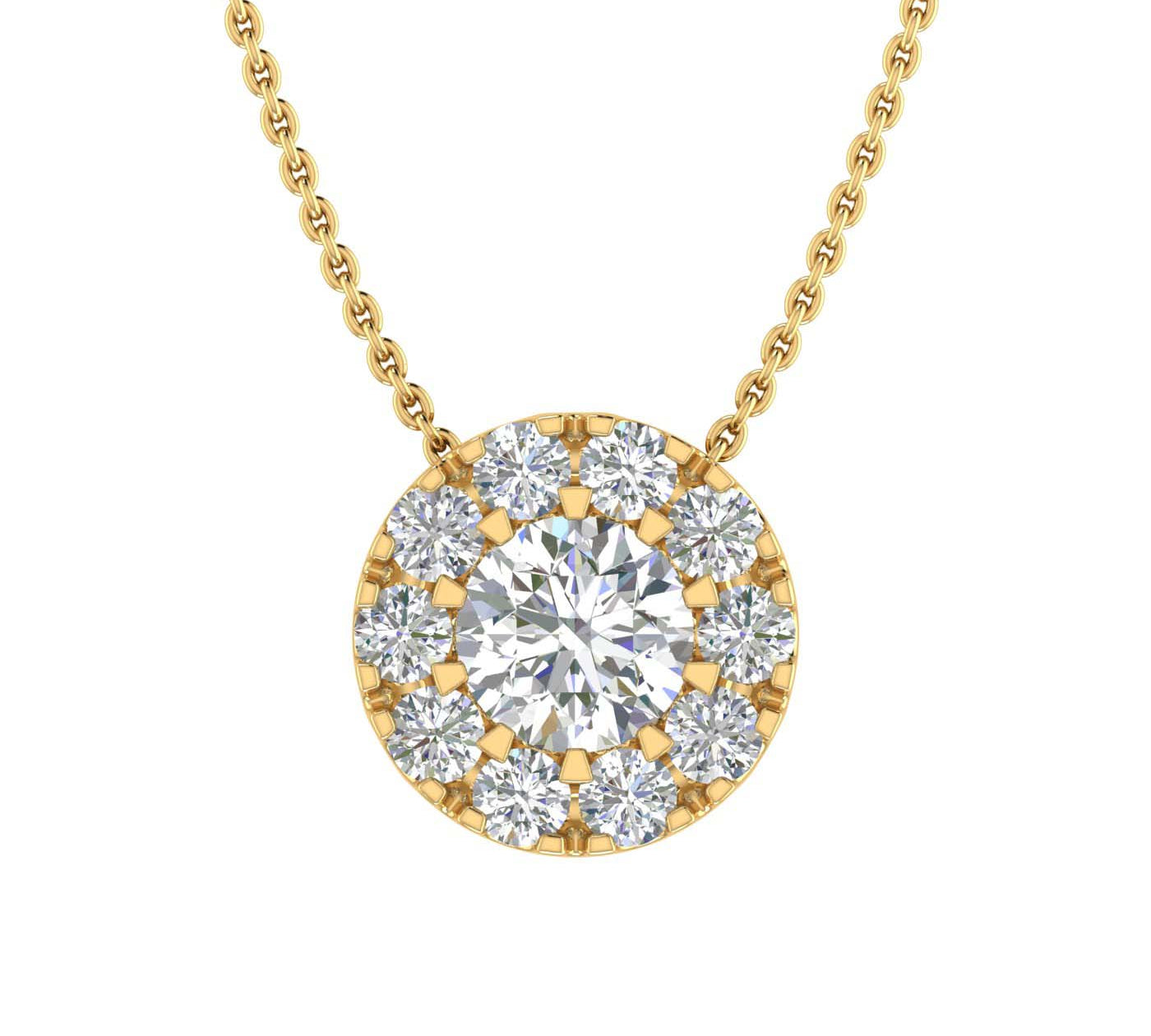 1/4 Carat Diamond Cluster Pendant Necklace in Gold (Silver Chain Included) - IGI Certified